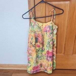 Women Corset Flower Print Spaghetti Strap Mini Dress